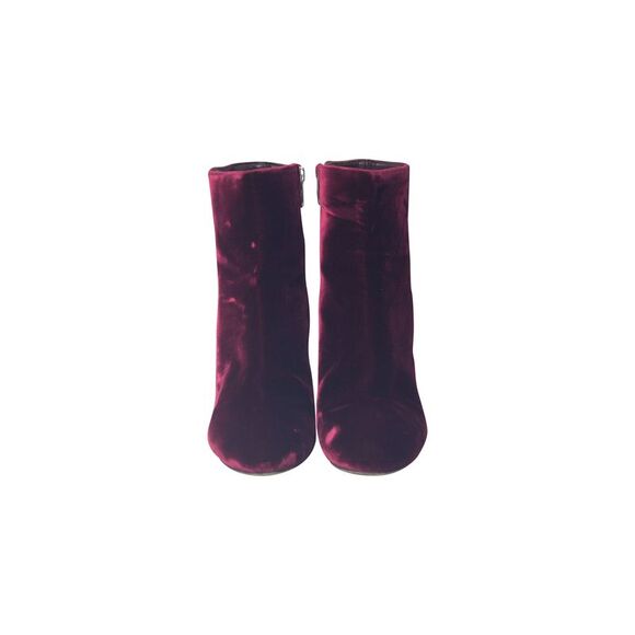 Gianvito Rossi Rolling 85 Ankle Boots in Burgundy Velvet - Picture 2 of 7